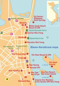 Карта Нячанга с отелями на русском языке