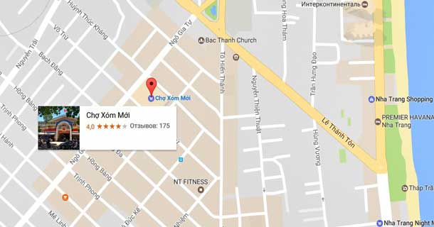 Рынок Сом Мой в Нячанга на карте